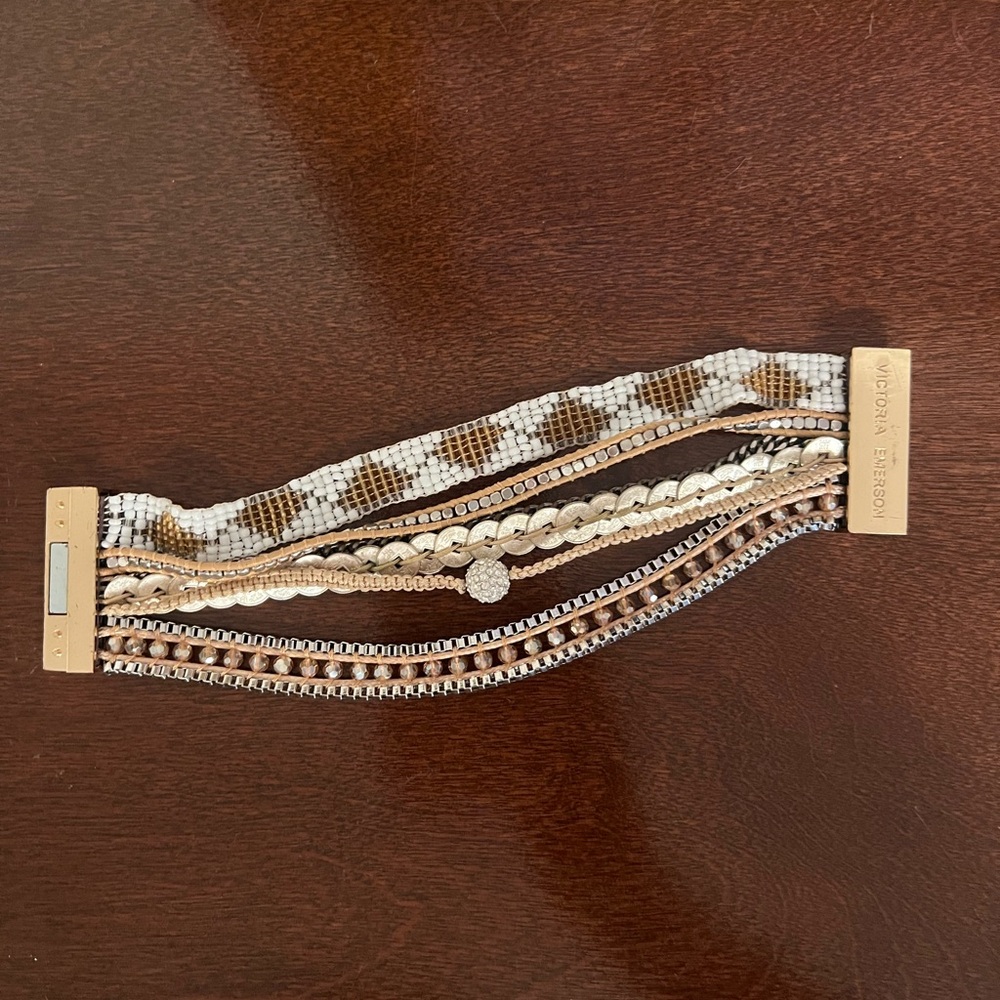 Victoria Emerson Gold-Tone Beaded Wrap Bracelet with Magnetic Clasp